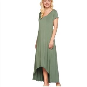 H. By Halston size XLarge green high low jersey dress new without tags